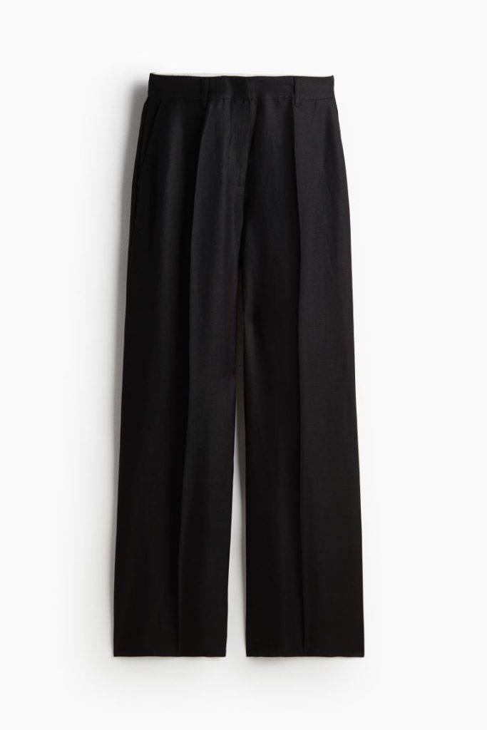 H & M - Twill broek van linnenmix - Zwart