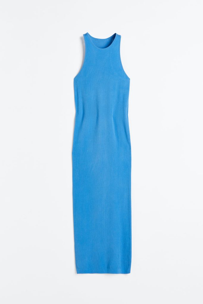 H & M - Geribde bodyconjurk - Seamless - Blauw