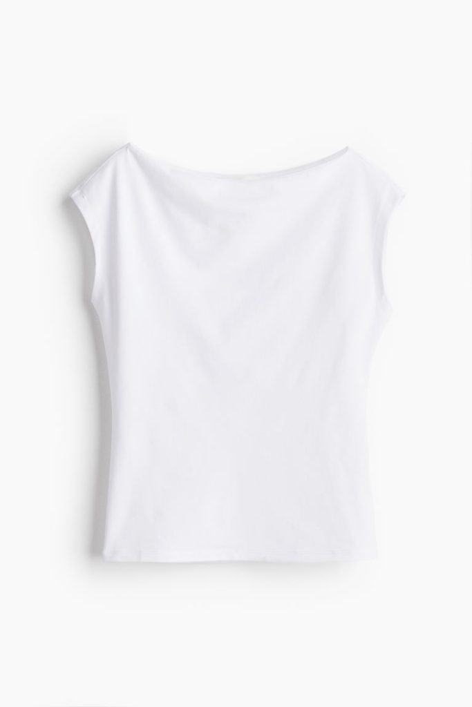 H & M - Top met kapmouwtjes - Wit