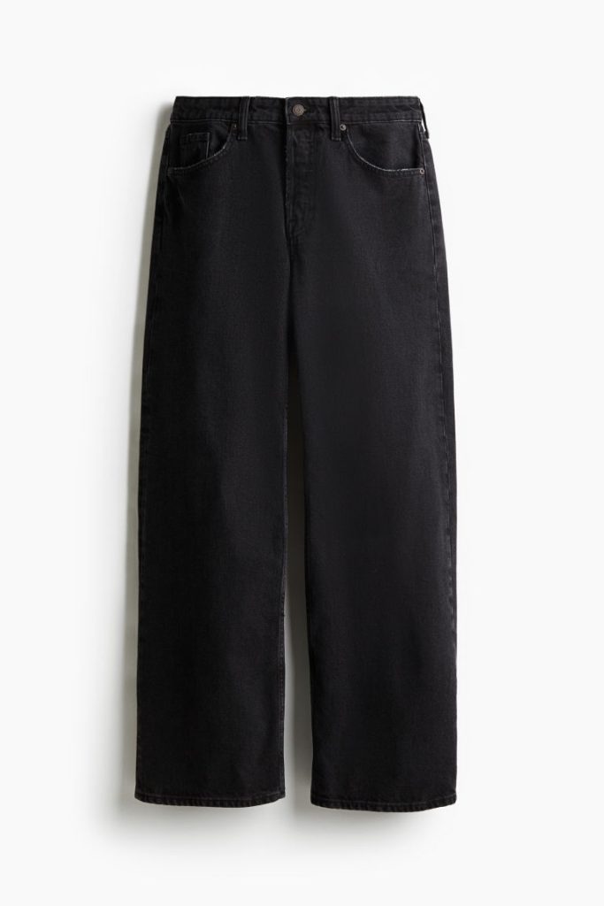 H & M - Baggy Wide Low Jeans - Zwart