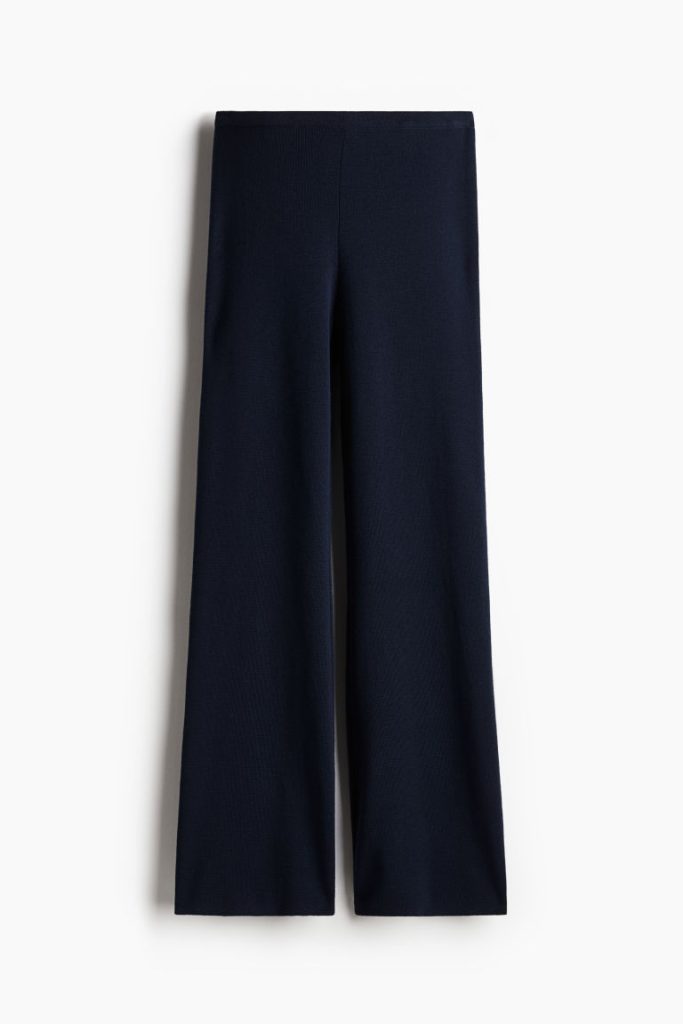 H & M - Fijngebreide broek - Blauw