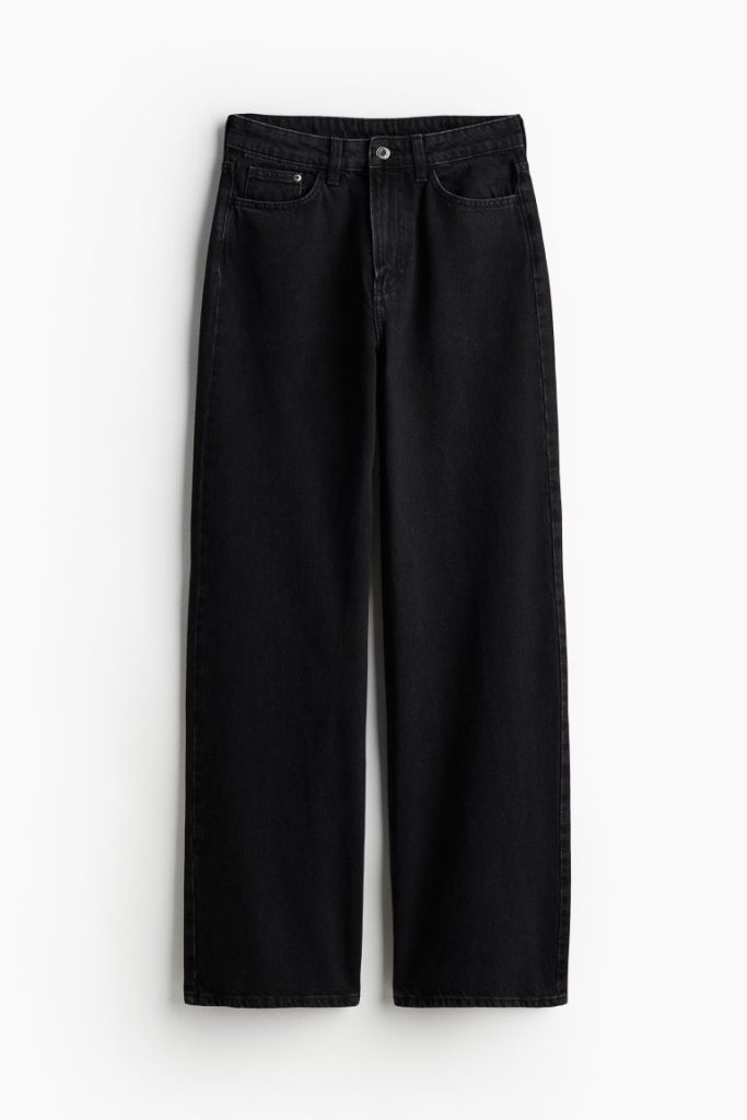 H & M - Wide Ultra High Jeans - Zwart