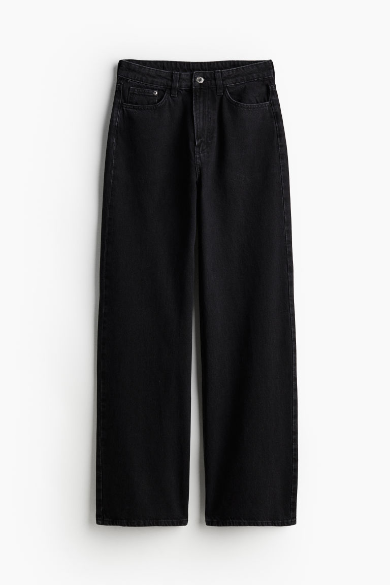 H & M - Wide Ultra High Jeans - Zwart