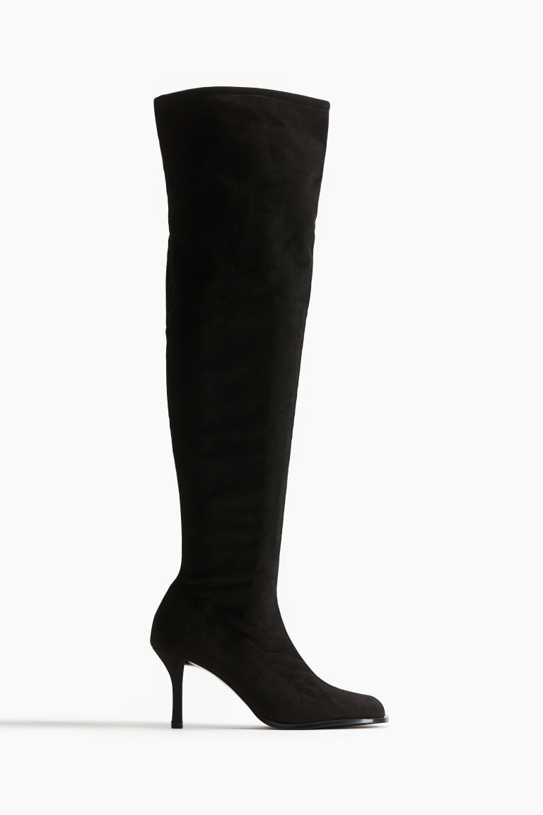 H & M - Overknee sockboots - Zwart