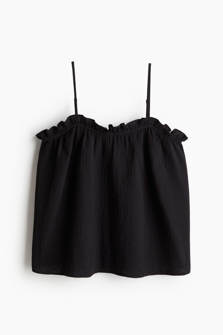 H & M - Straptop met volant - Zwart