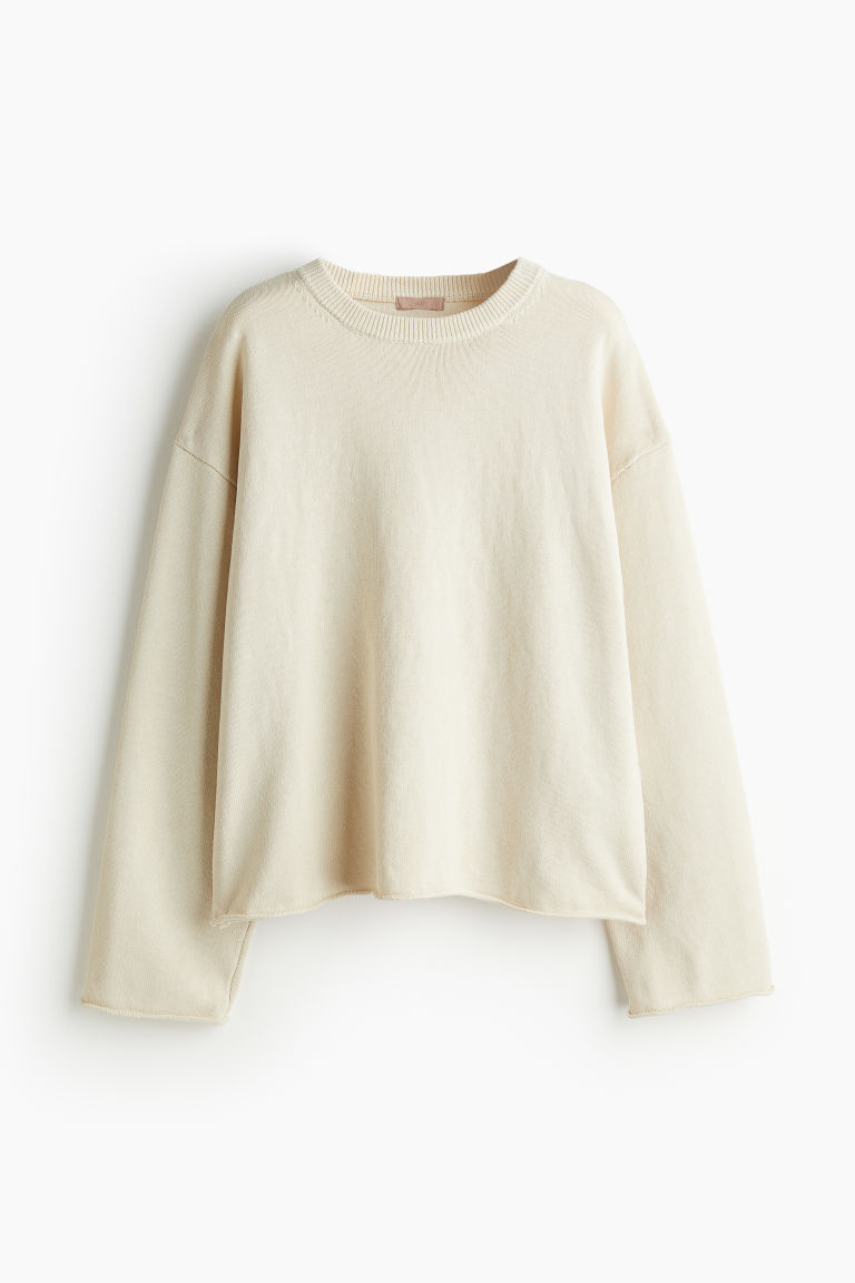 H & M - Trui met oprollende randjes - Beige