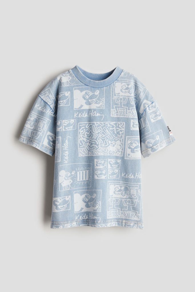 H & M - T-shirt met print - Blauw