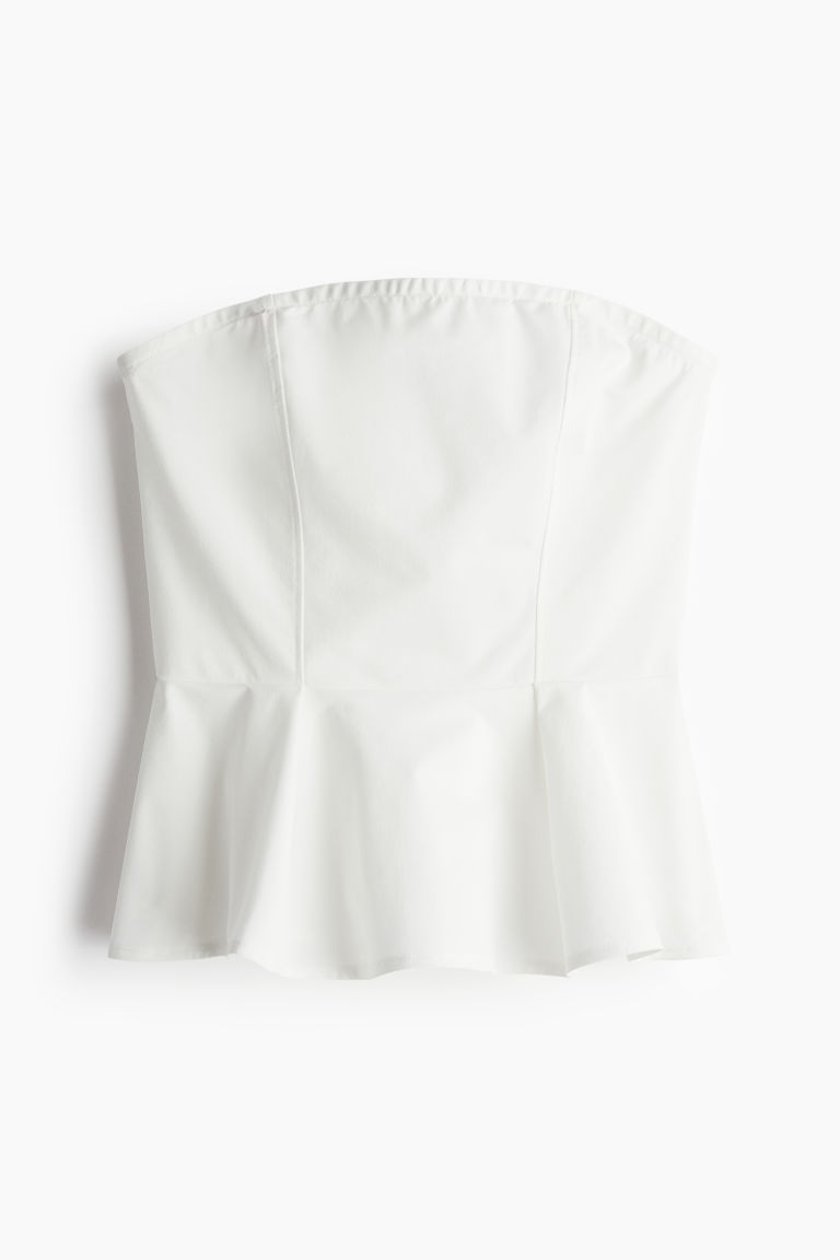 H & M - Bandeautop met peplum - Wit