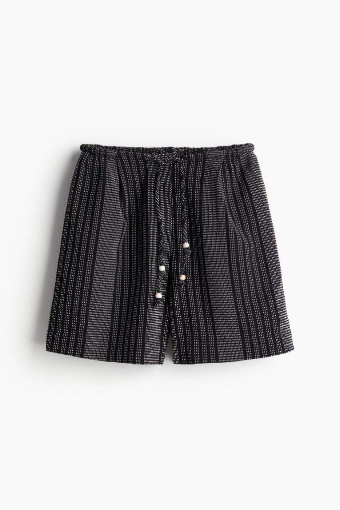 H & M - Short met plooien - Zwart