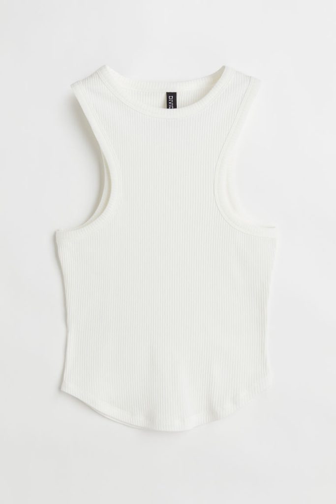 H & M - Geribde tanktop - Wit