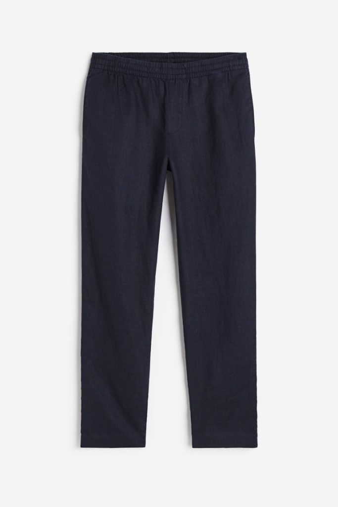 H & M - Linnen broek - Regular Fit - Blauw