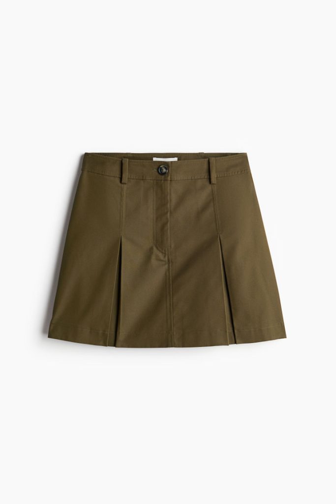 H & M - Twill plooirok - Groen