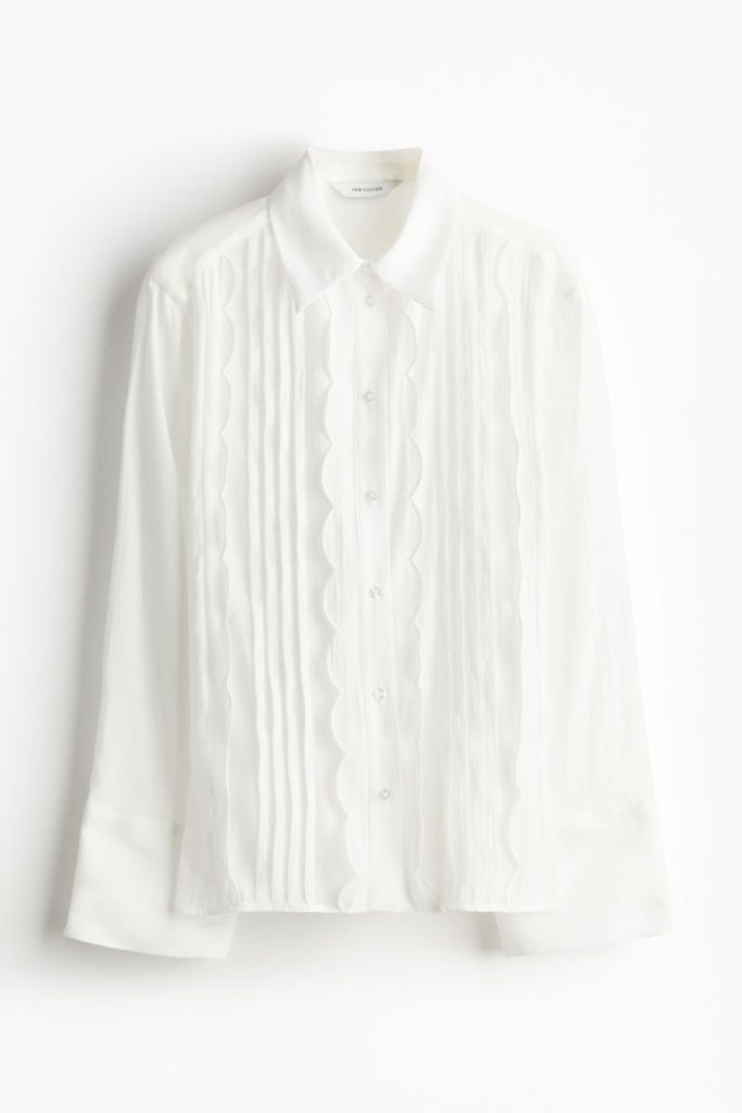 H & M - Overhemdblouse met plooitjes - Wit