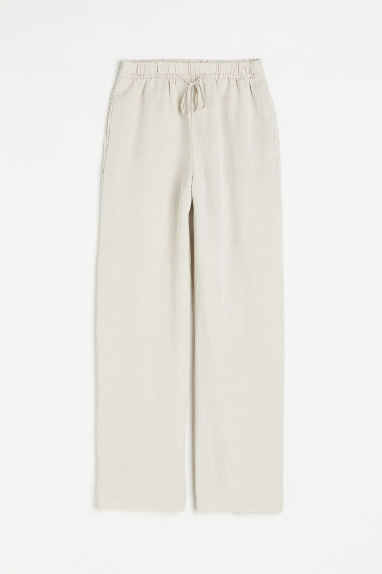 H & M - Pull-on broek van linnenmix - Beige