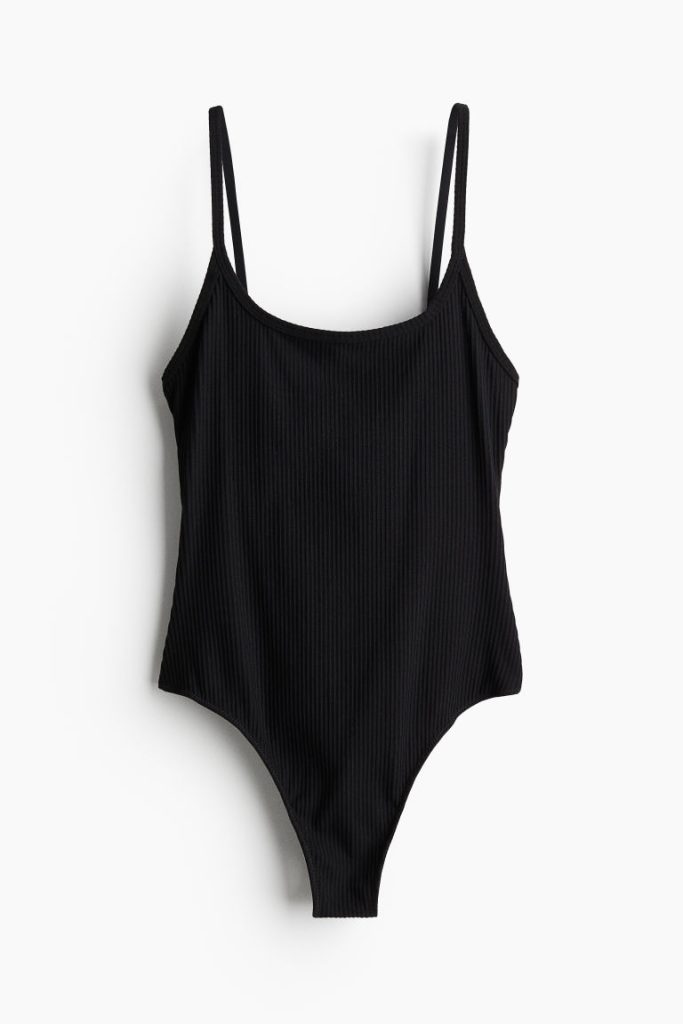 H & M - Katoenen stringbody - Zwart