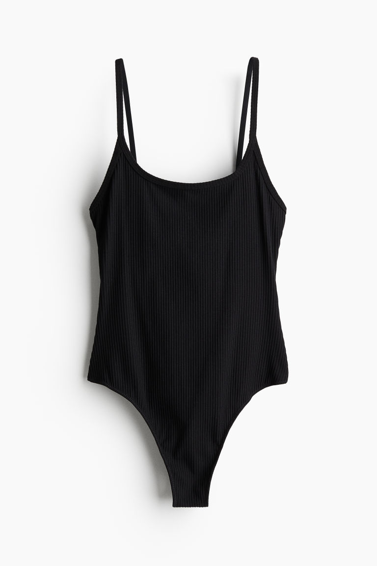 H & M - Katoenen stringbody - Zwart