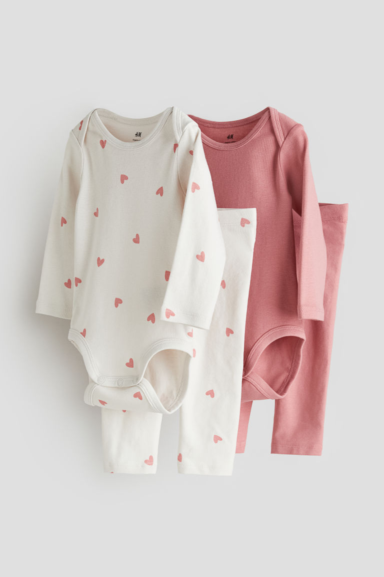 H & M - Vierdelige set van katoenen tricot - Roze