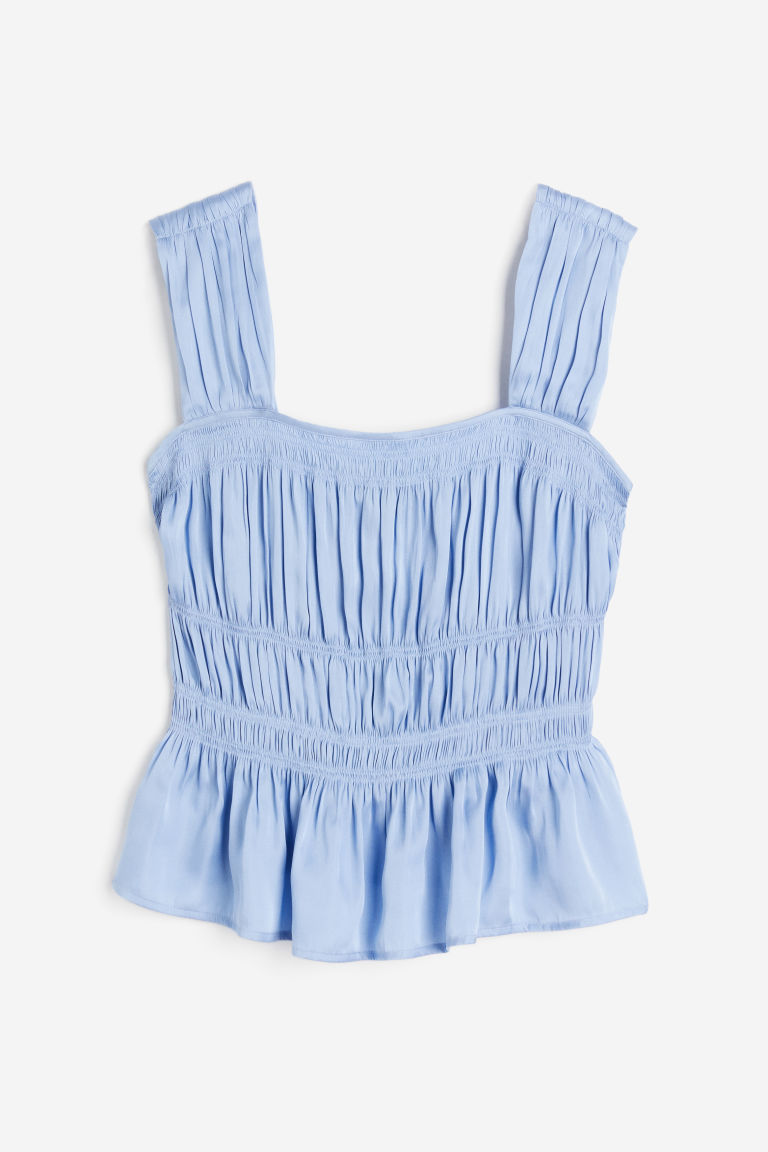 H & M - Gesmokte top - Blauw