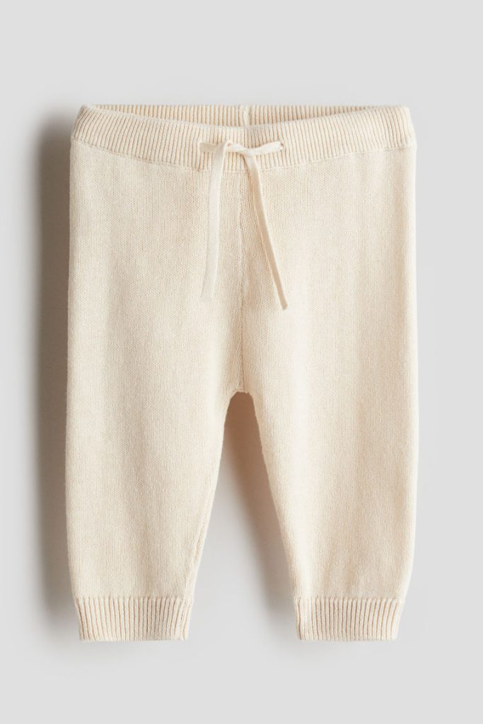 H & M - Fijngebreide katoenen joggers - Beige