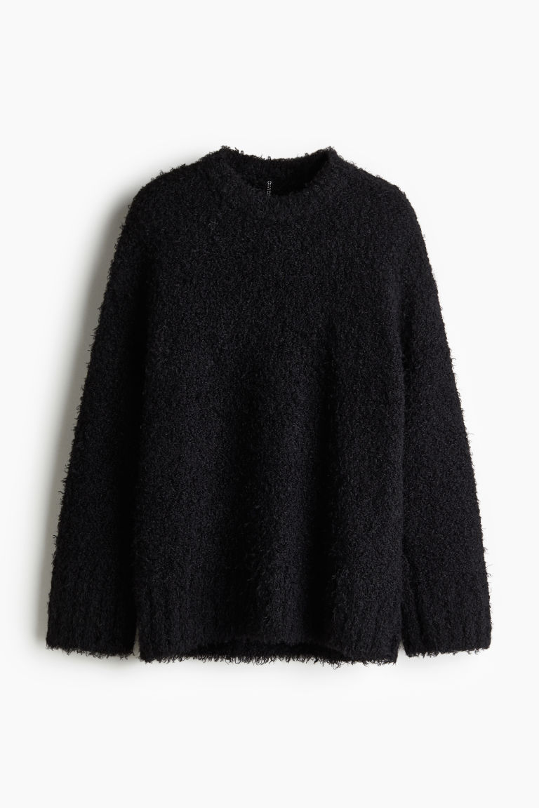 H & M - Gebreide fluffy trui - Zwart