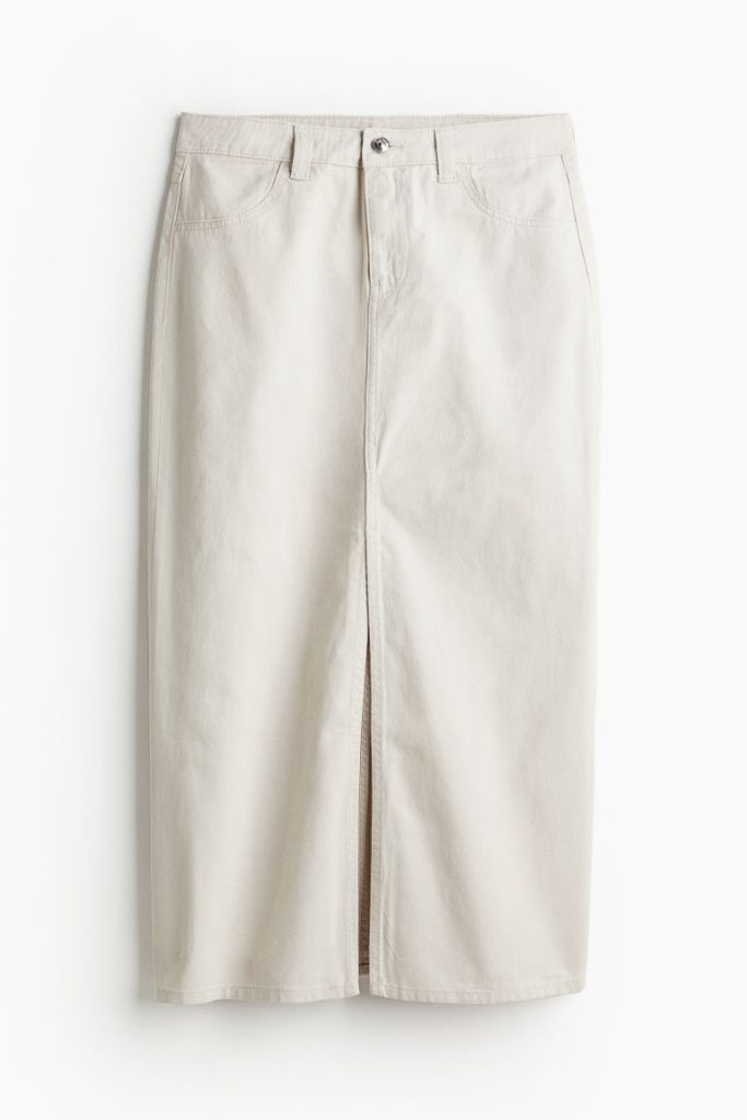 H & M - Twill rok met split - Beige