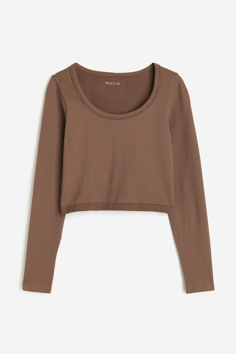 H & M - Seamless cropped sporttop van DryMove™ - Beige