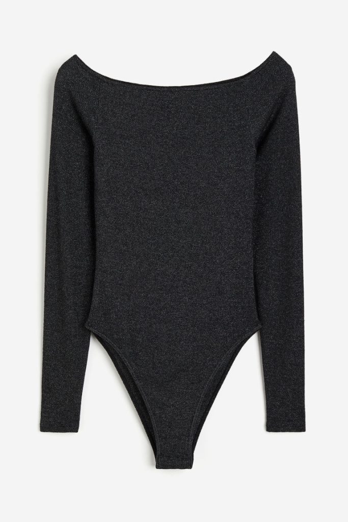 H & M - Body met boothals - Zwart