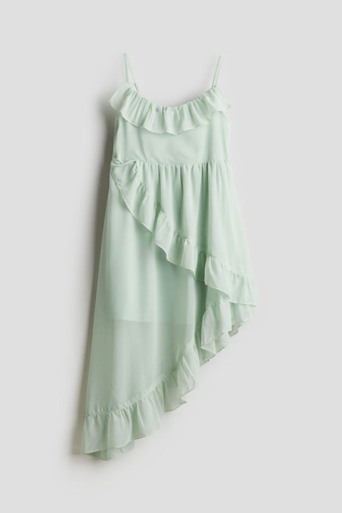 H & M - Asymmetrische jurk met volants - Groen