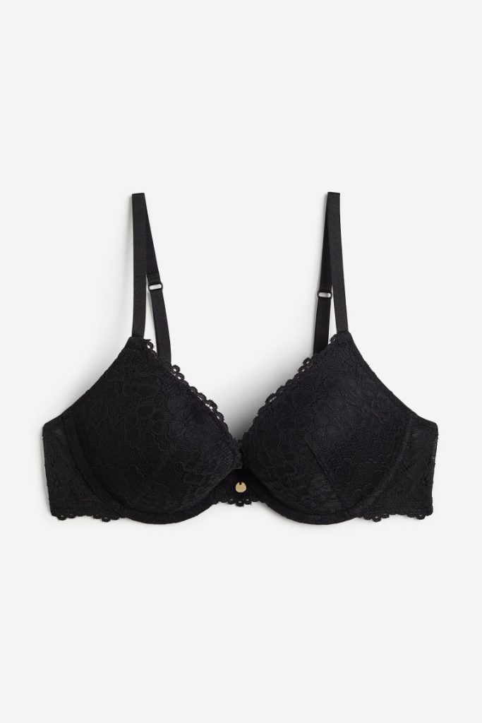 H & M - Kanten push-up bh - Zwart