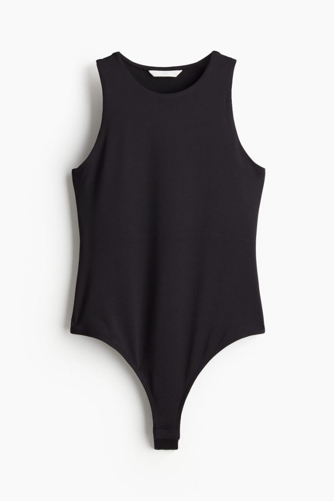 H & M - Tricot stringbody - Zwart