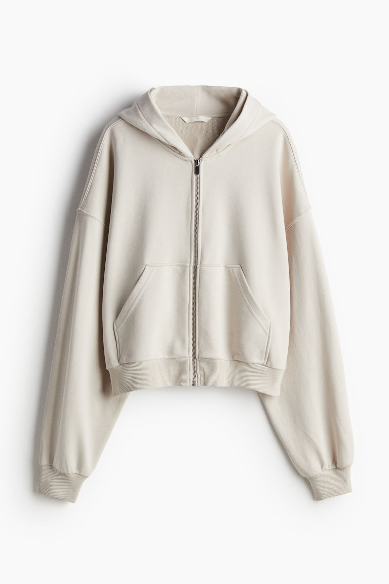 H & M - Oversized capuchonvest met rits - Beige