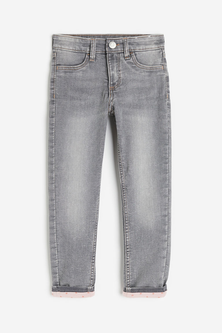 H & M - Skinny Fit Lined Jeans - Grijs