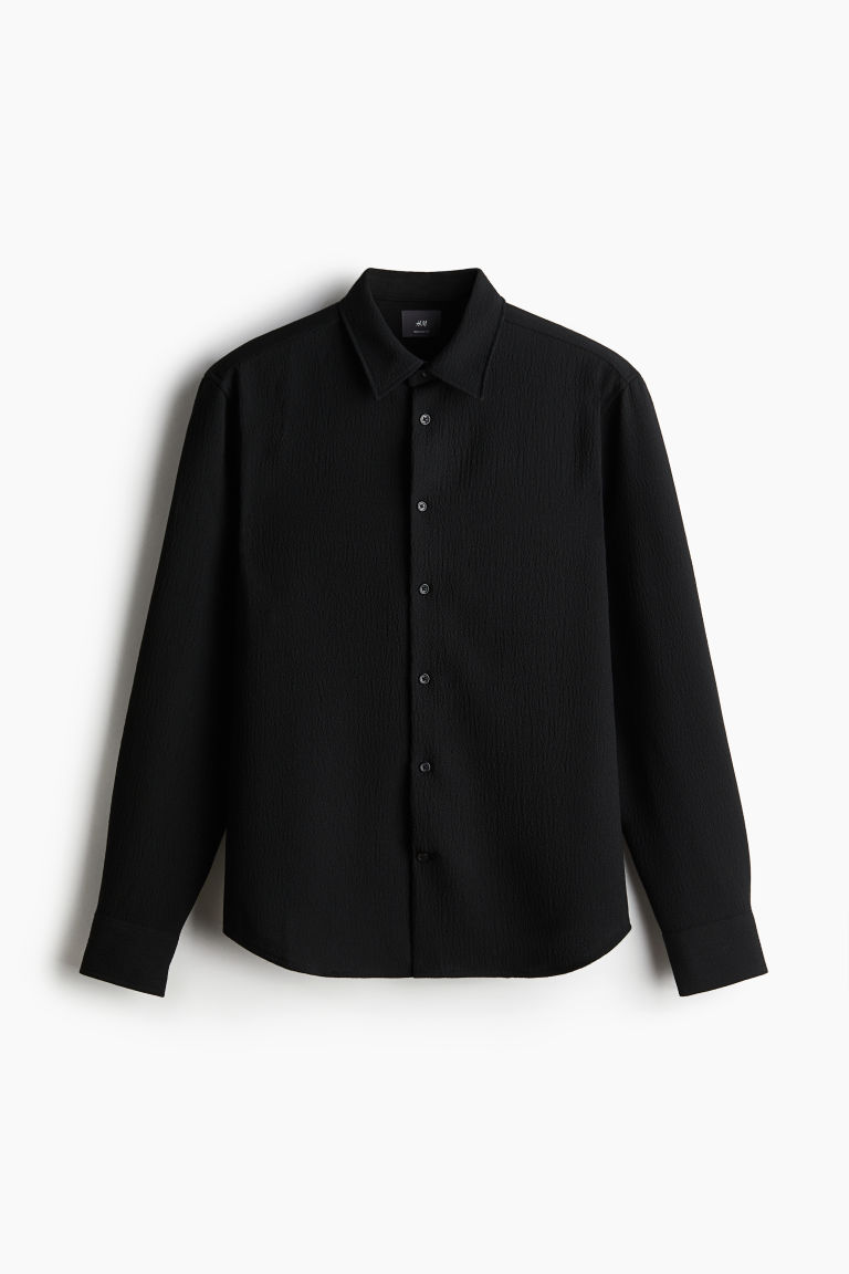 H & M - Overhemd - Regular Fit - Zwart