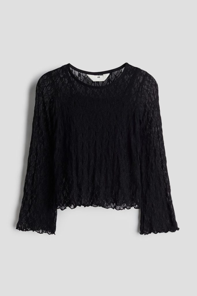 H & M - Kanten top - Zwart