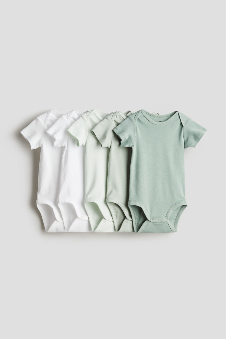 H & M - Set van 5 katoenen rompers - Groen