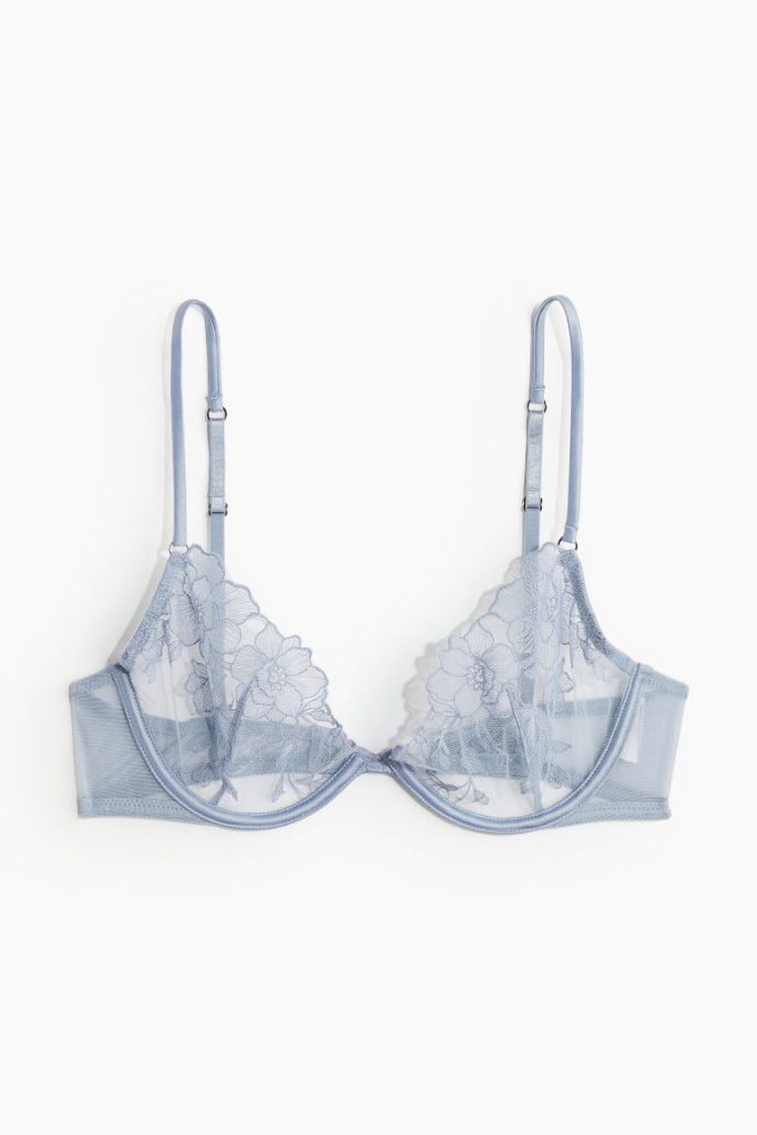 H & M - Beugel-bh van mesh zonder padding - Blauw