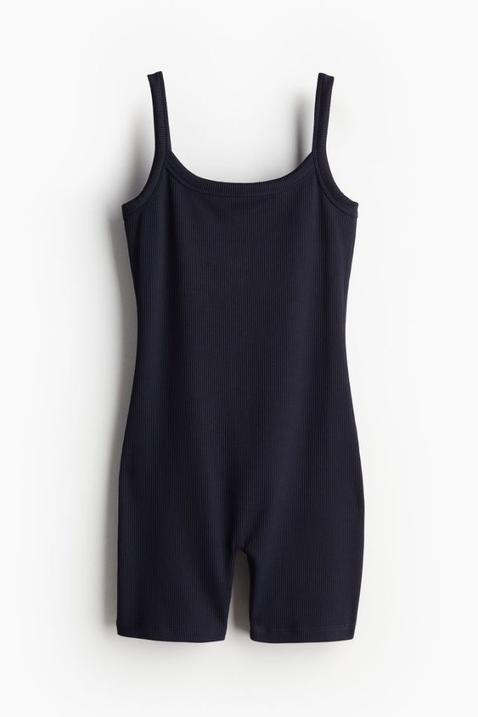 H & M - Geribde bodysuit - Blauw