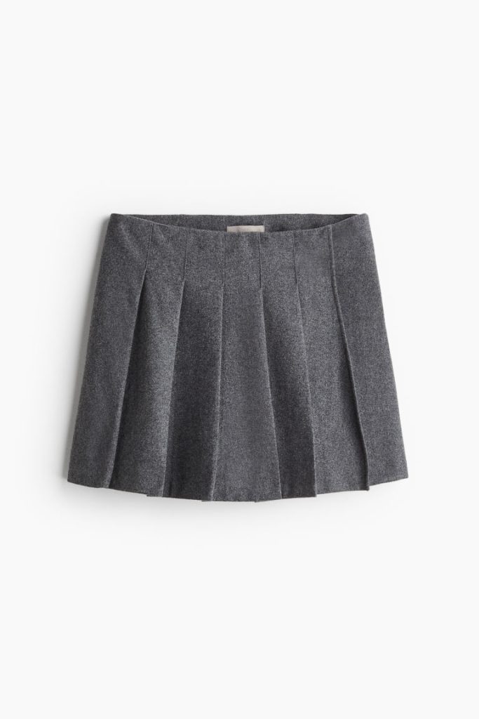 H & M - Skort van wolmix met plooien - Grijs