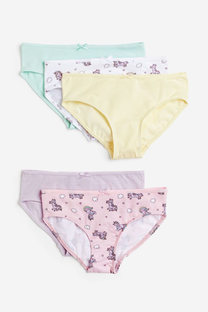 H & M - Set van 5 katoenen slips - Paars