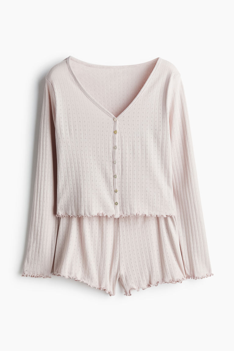 H & M - Pyjama met pointelledessin - Roze