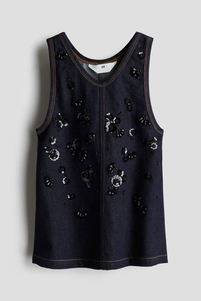 H & M - Denim jurk met decoraties - Blauw