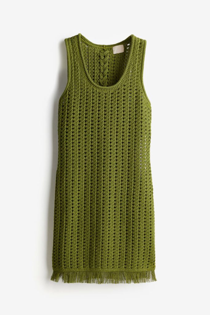 H & M - Jurk met gehaakte look - Groen