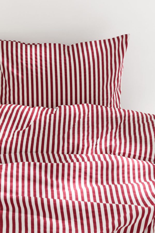 H & M - Katoenen dekbedset - eenpersoons - Rood