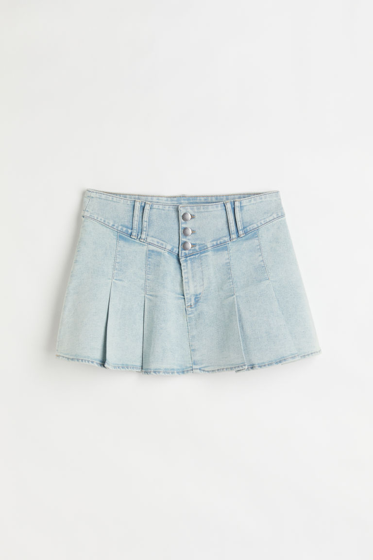 H & M - Denim plooirok - Blauw