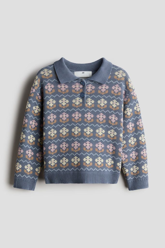 H & M - Katoenen trui met dessin - Blauw