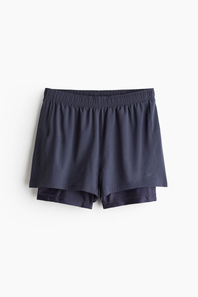 H & M - Dubbellaagse hardloopshort van DryMove™ - Blauw