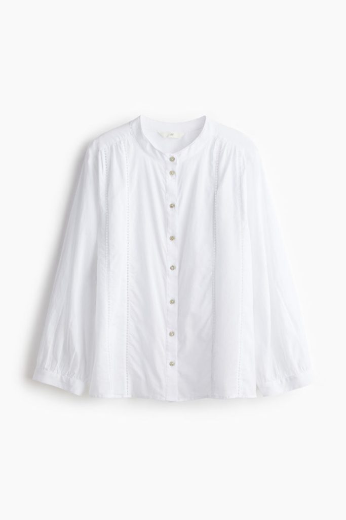 H & M - Blouse met kanten biesjes - Wit