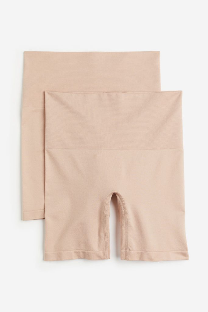 H & M - Set van 2 Medium Shape seamless fietsshorts - Beige