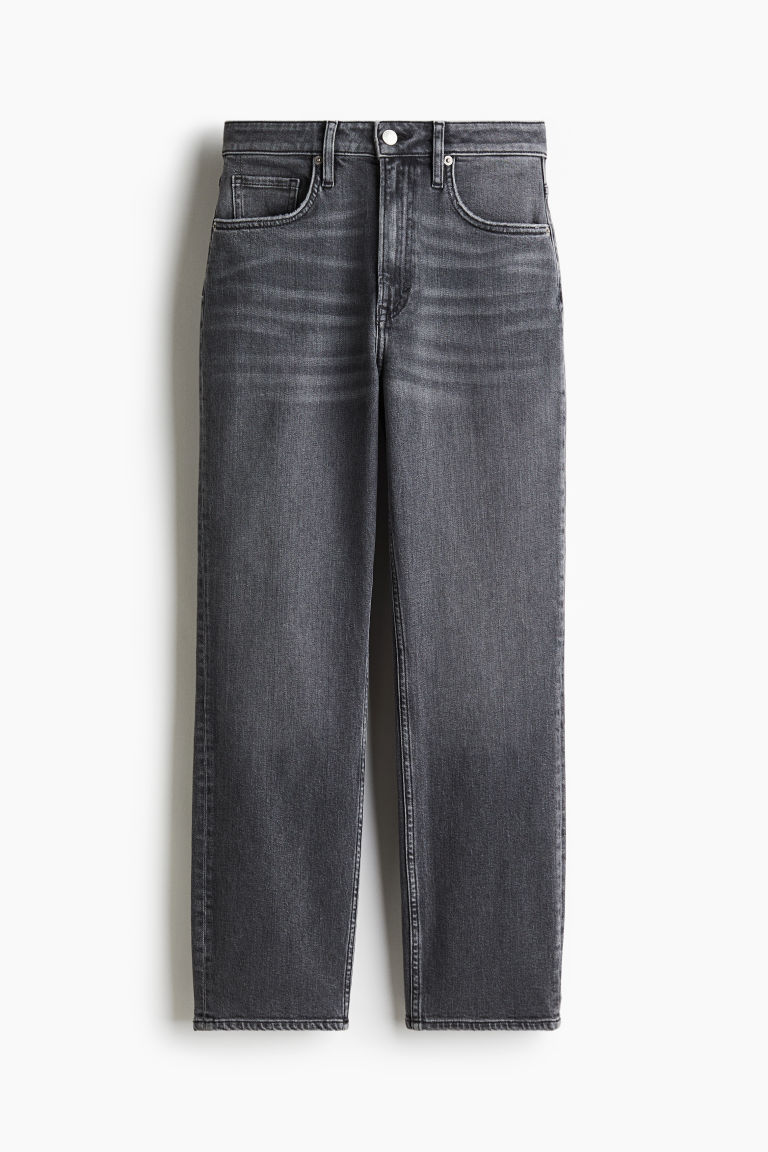 H & M - Slim Straight High Ankle Jeans - Grijs