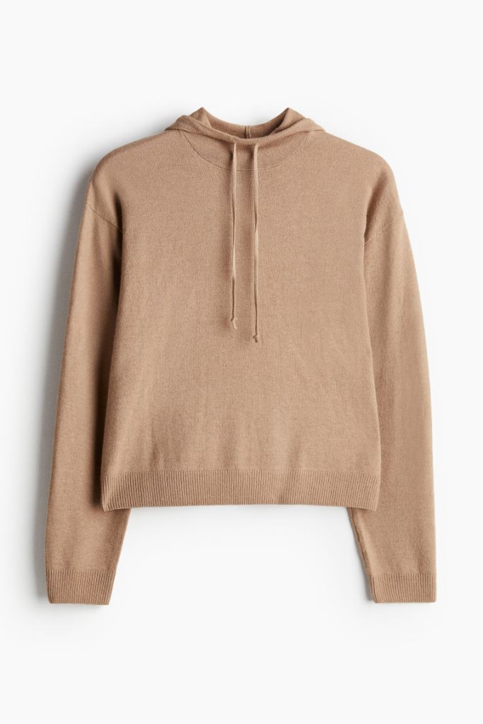 H & M - Fijngebreide capuchontrui - Beige